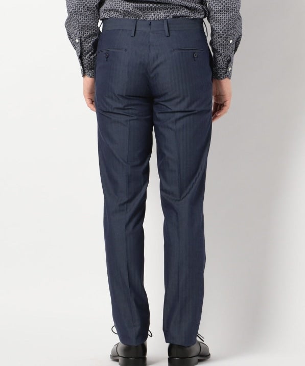 SD: 【ストレッチ】 コットン ヘリンボーン ドレスチノパンツ (ネイビー)