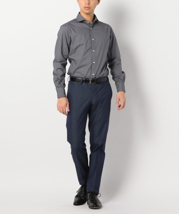 SD: 【ストレッチ】 コットン ヘリンボーン ドレスチノパンツ (ネイビー)