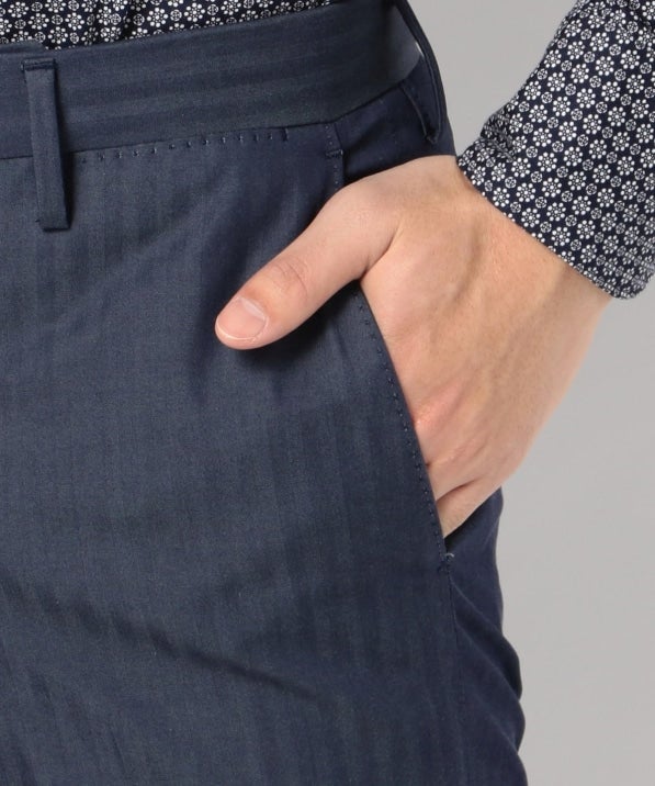 SD: 【ストレッチ】 コットン ヘリンボーン ドレスチノパンツ (ネイビー)
