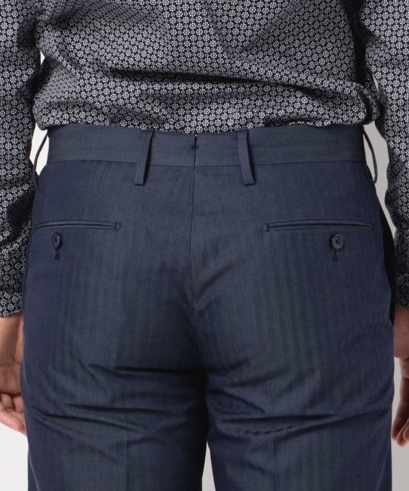 SD: 【ストレッチ】 コットン ヘリンボーン ドレスチノパンツ (ネイビー)