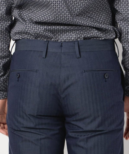 SD: 【ストレッチ】 コットン ヘリンボーン ドレスチノパンツ (ネイビー)