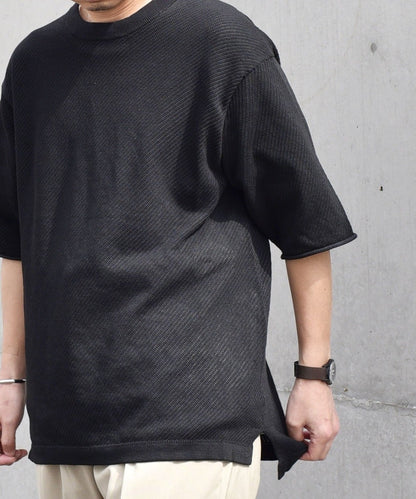 SHIPS any: 〈洗濯機可能〉シアー ハーフスリーブ ニット Tシャツ