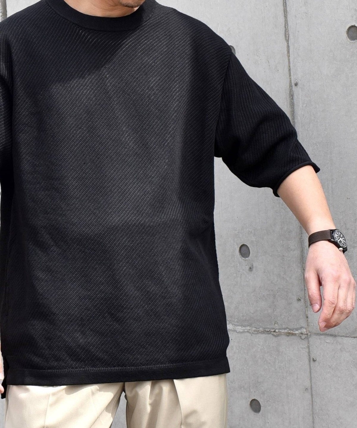 SHIPS any: 〈洗濯機可能〉シアー ハーフスリーブ ニット Tシャツ