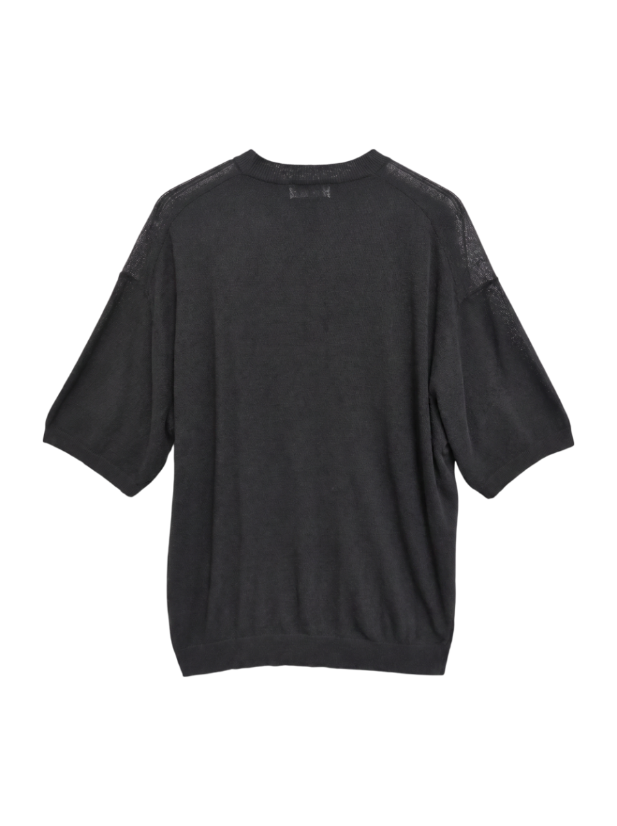 SHIPS any: 〈洗濯機可能〉シアー ハーフスリーブ ニット Tシャツ