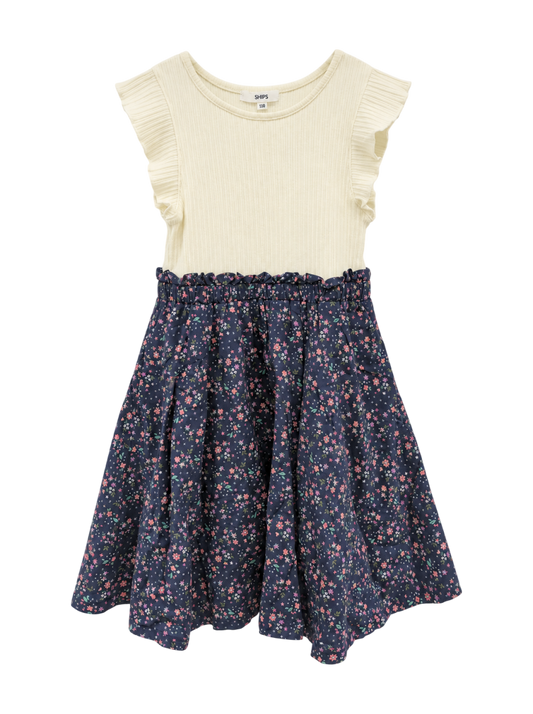 SHIPS KIDS:リブ フラワー ノースリーブ ワンピース(100〜130cm)