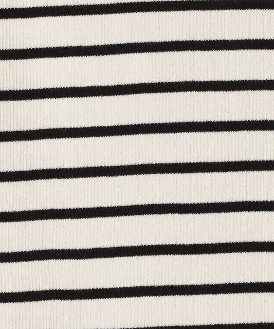 〈手洗い可能/UVカット〉襟付きリブニット ボーダー/ソリッド