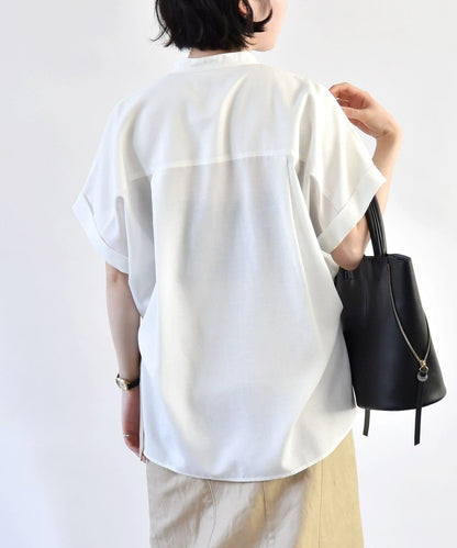 quaranciel:〈洗濯機可能〉ドレッシー ワーク ハーフスリーブ シャツ