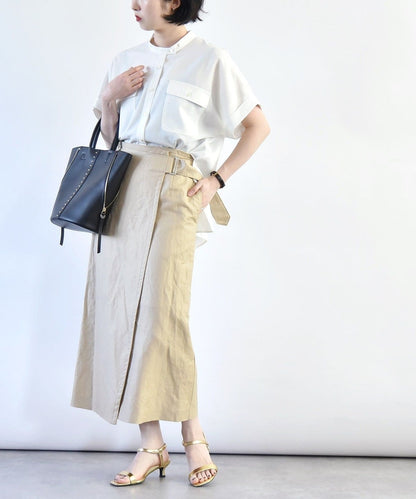 quaranciel:〈洗濯機可能〉ドレッシー ワーク ハーフスリーブ シャツ