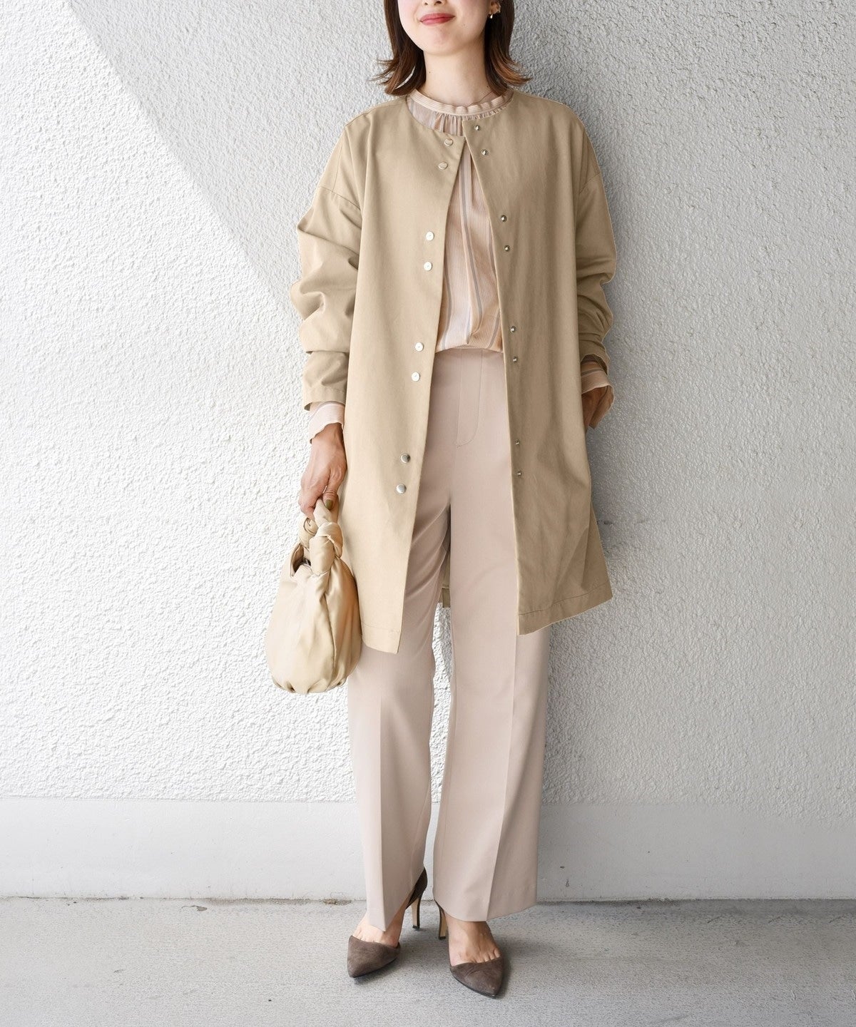 〈手洗い可能〉ツイルベルテッドコート