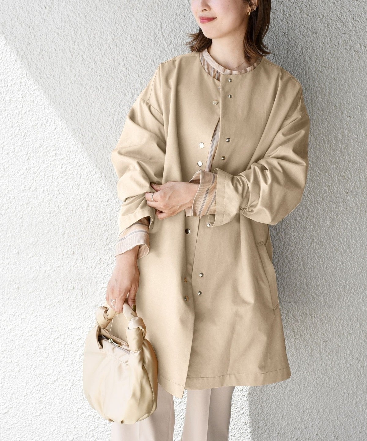 〈手洗い可能〉ツイルベルテッドコート