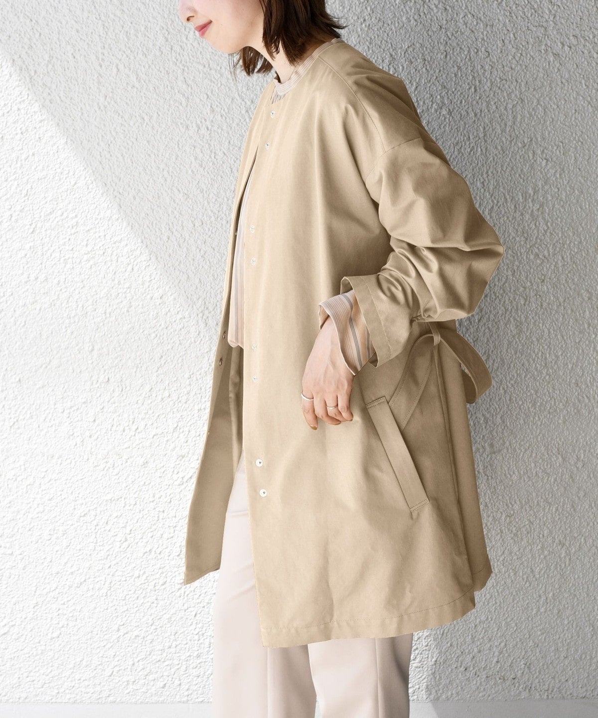 〈手洗い可能〉ツイルベルテッドコート