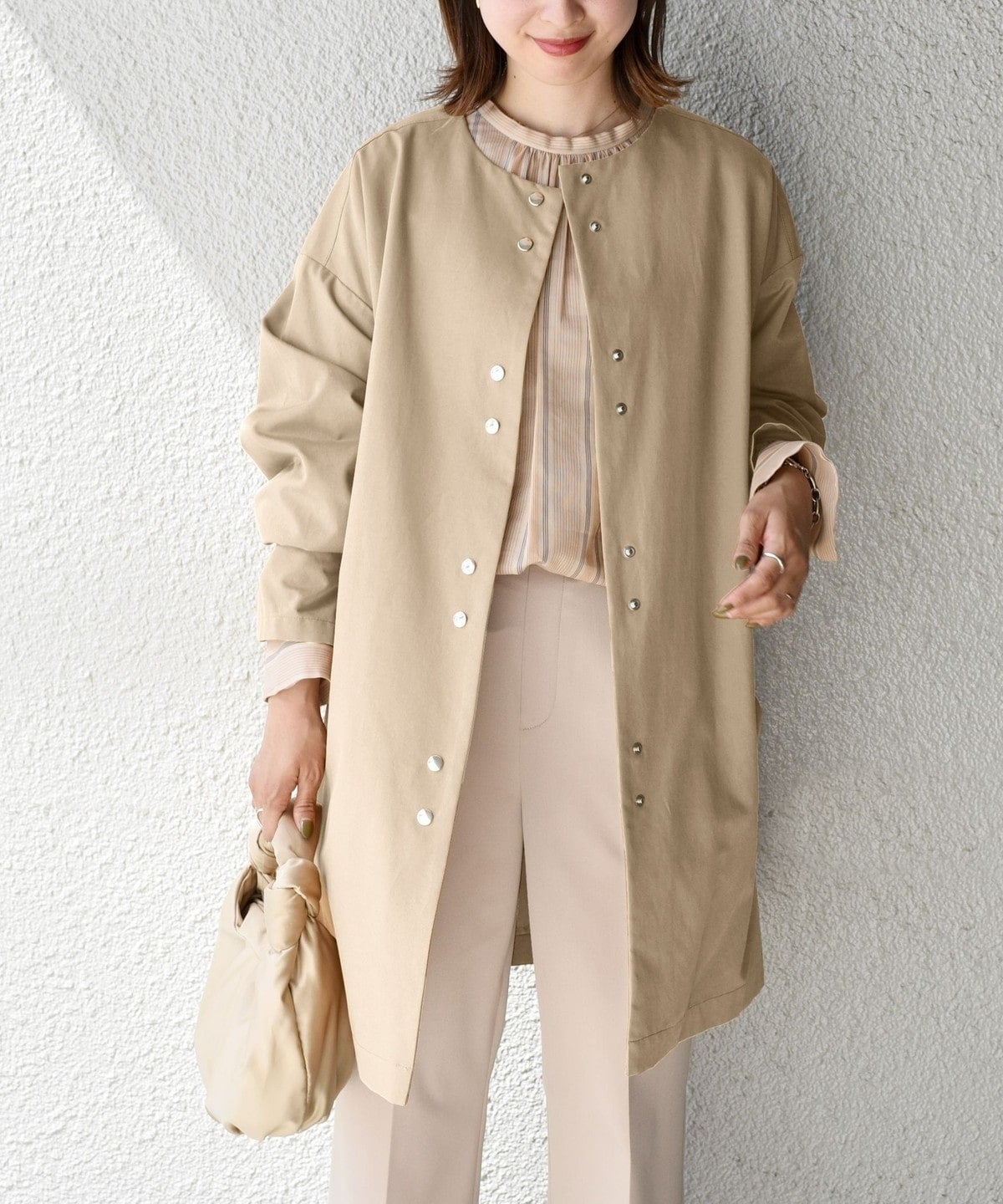 〈手洗い可能〉ツイルベルテッドコート