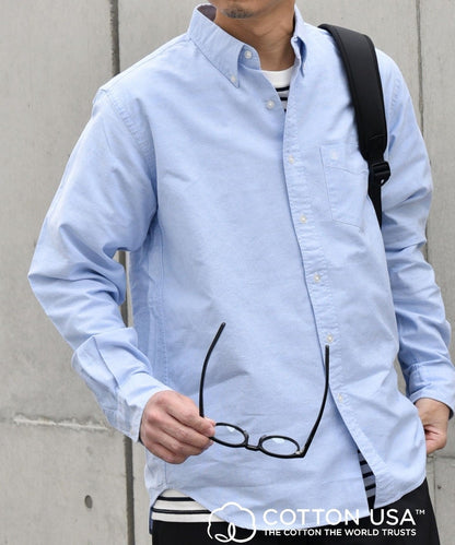 SHIPS any: COTTON USA ワンポイント ロゴ 刺繍 オックス ボタンダウン シャツ 24SS