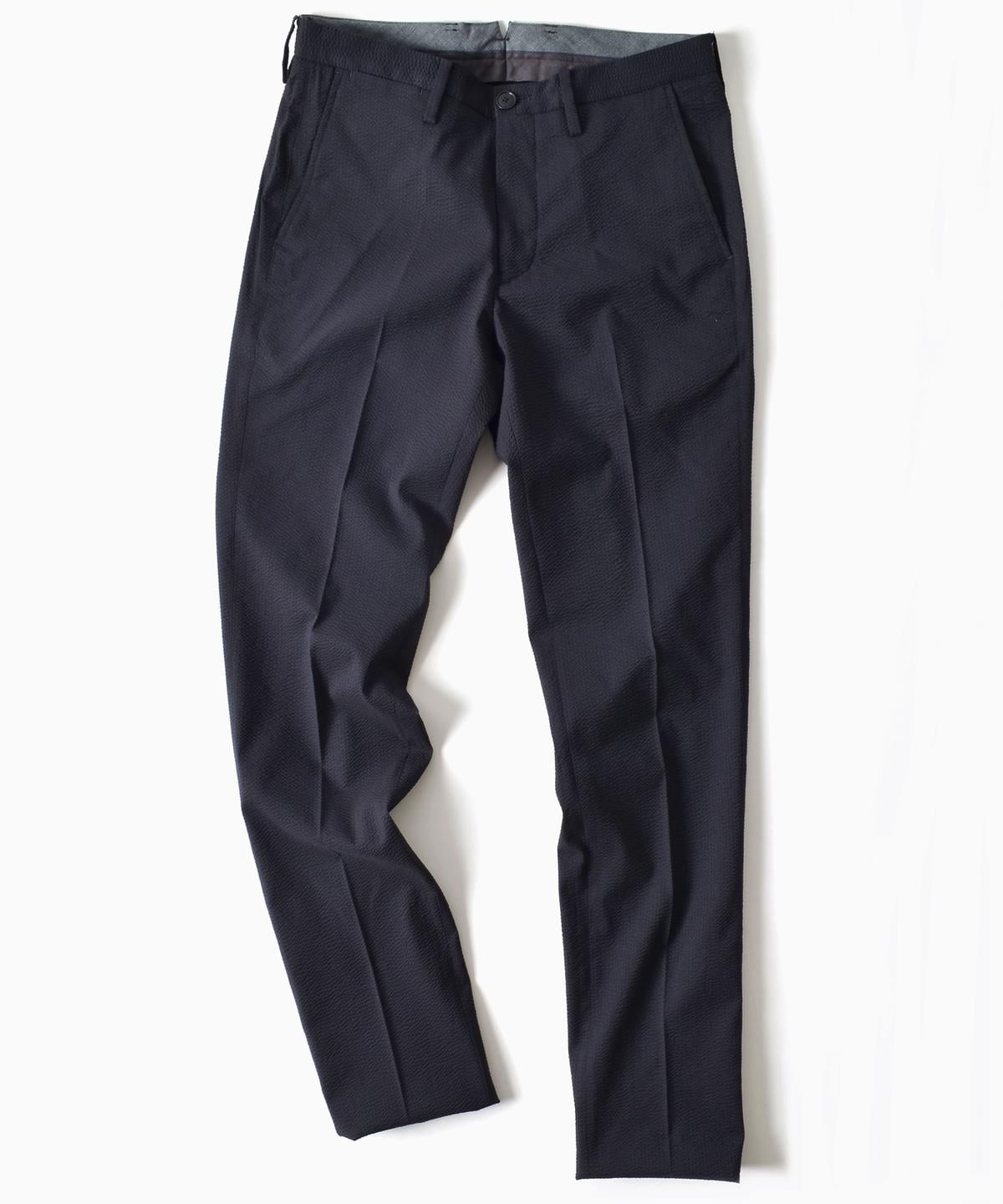 SHIPS: セットアップ GENTLE WOOL シアサッカー ノープリーツ パンツ