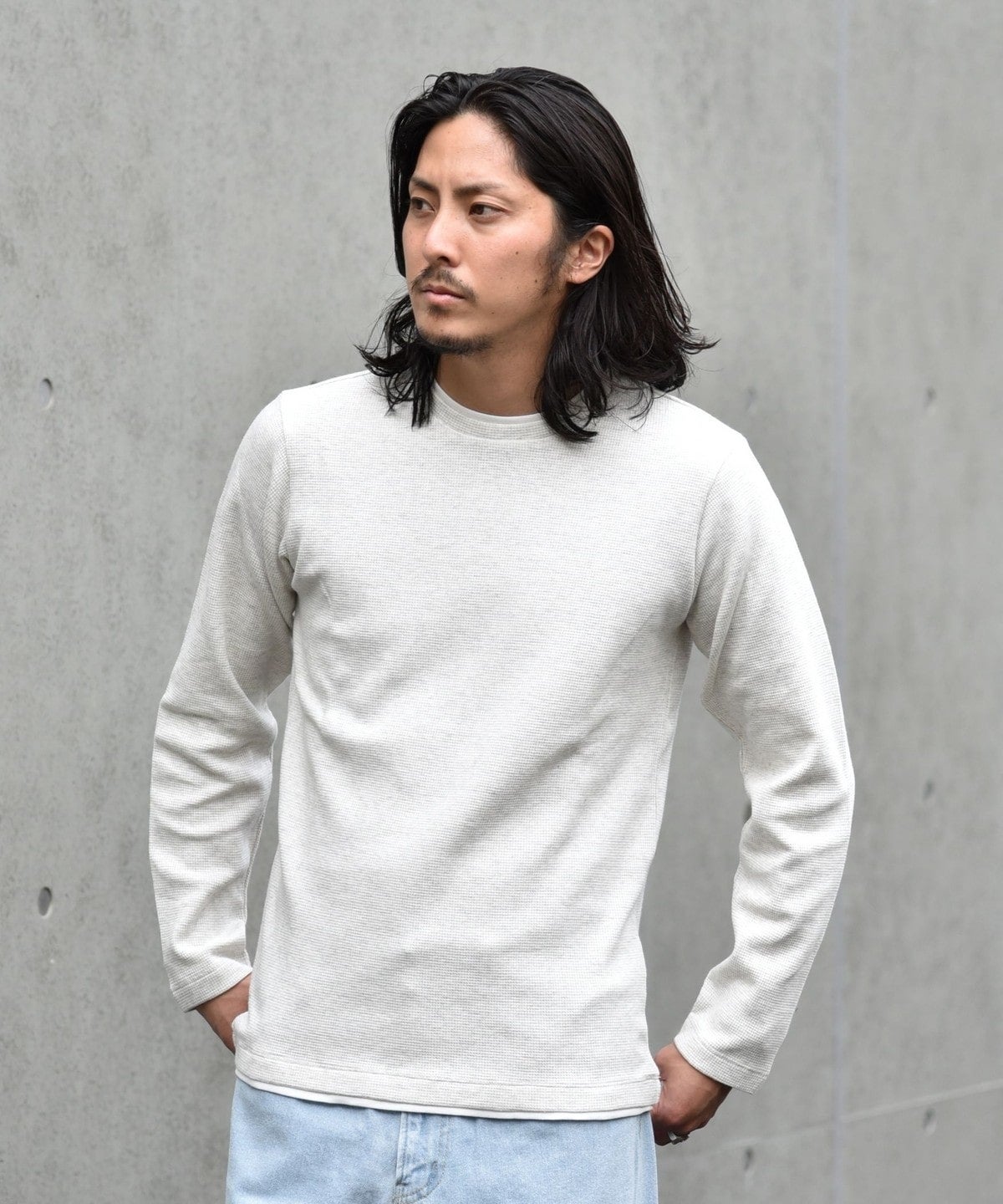 SHIPS: ワッフル フェイクレイヤード クルーネック Tシャツ (ロンT)2