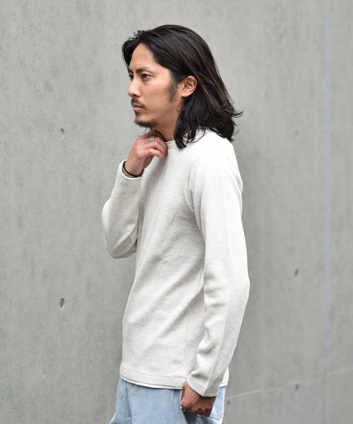 SHIPS: ワッフル フェイクレイヤード クルーネック Tシャツ (ロンT)2