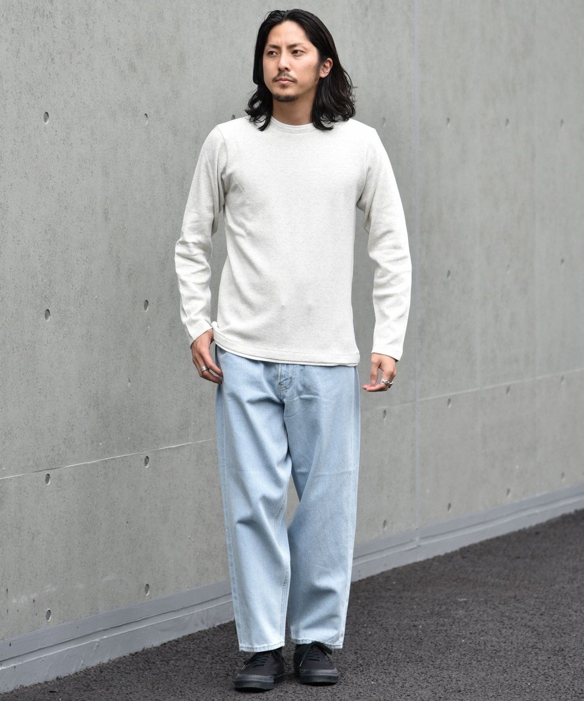 SHIPS: ワッフル フェイクレイヤード クルーネック Tシャツ (ロンT)2