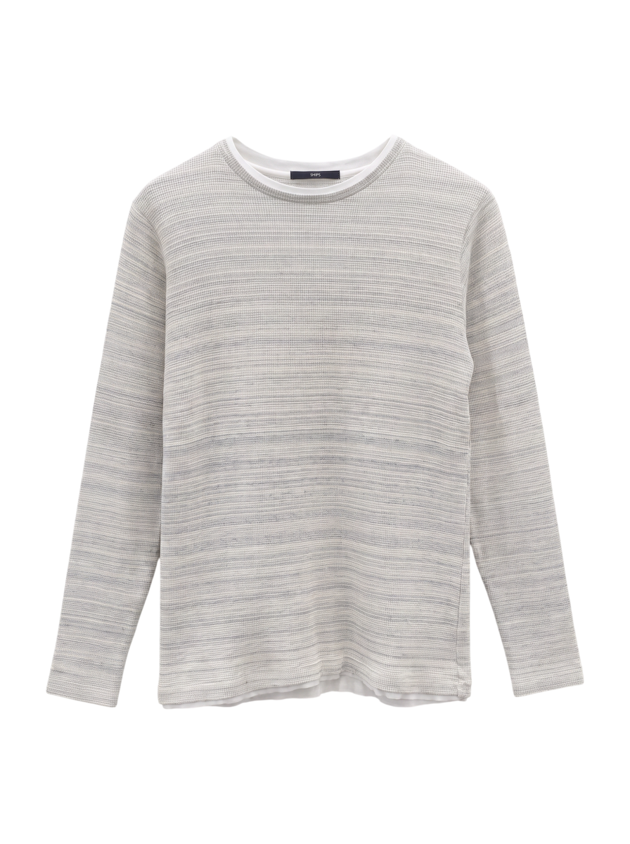 SHIPS: ワッフル フェイクレイヤード クルーネック Tシャツ (ロンT)2