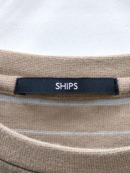 SHIPS: プレーティング ボーダー ロングスリーブ Tシャツ (ロンT)