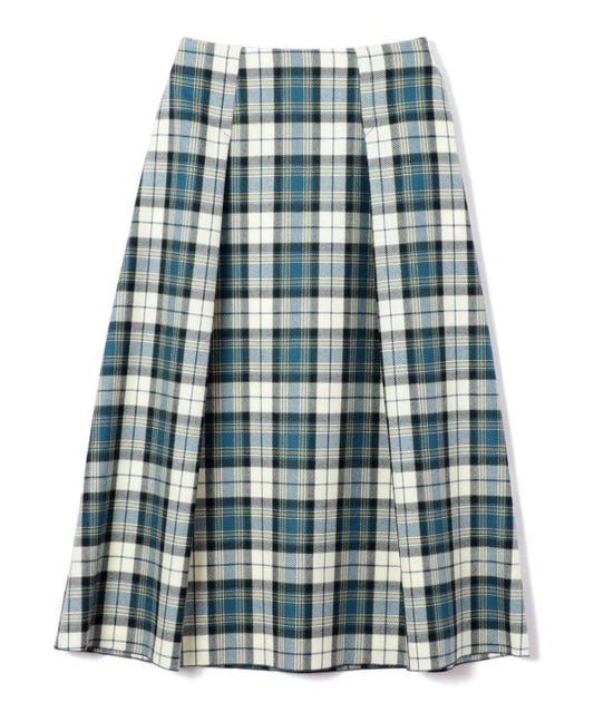 PrimaryNavyLabel:チェックバックベルトフレアスカート