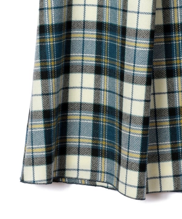 PrimaryNavyLabel:チェックバックベルトフレアスカート