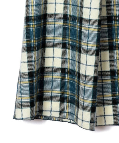 PrimaryNavyLabel:チェックバックベルトフレアスカート