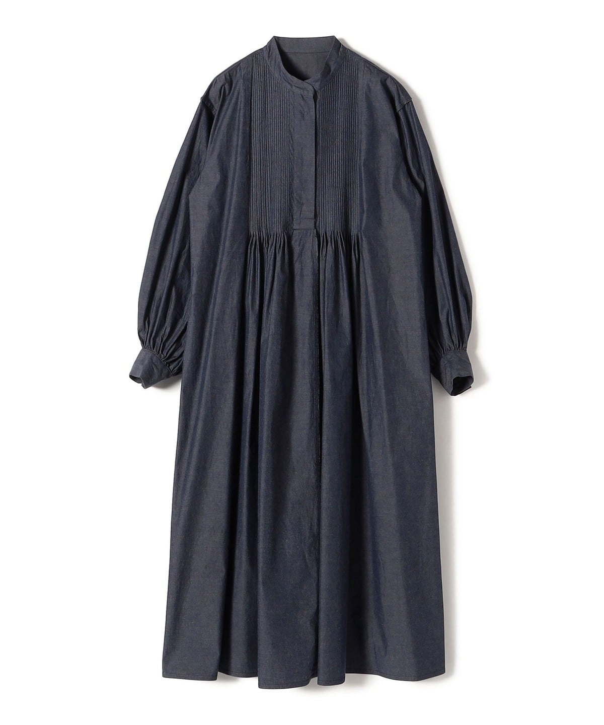 Primary NavyLabel:〈手洗い可能〉デニム シャンブレー ピンタック ワンピース