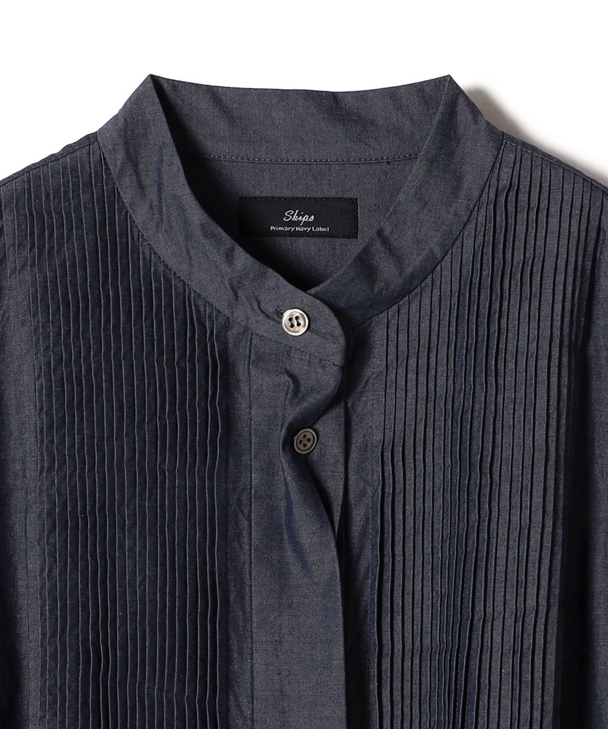 Primary NavyLabel:〈手洗い可能〉デニム シャンブレー ピンタック ワンピース