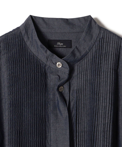 Primary NavyLabel:〈手洗い可能〉デニム シャンブレー ピンタック ワンピース