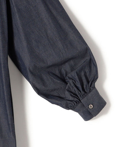 Primary NavyLabel:〈手洗い可能〉デニム シャンブレー ピンタック ワンピース