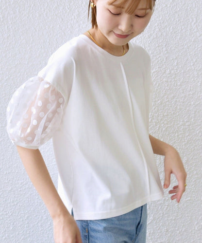 TORRAZZO DONNA:〈手洗い可能〉ドット シアー スリーブ カットソー