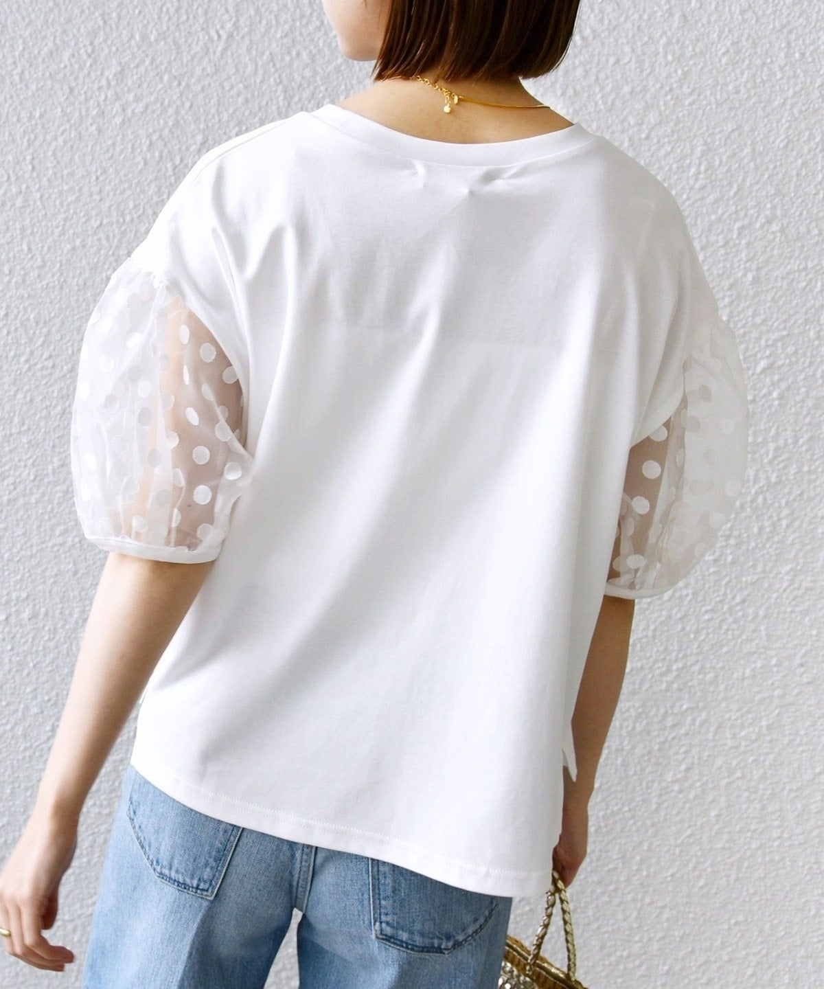 TORRAZZO DONNA:〈手洗い可能〉ドット シアー スリーブ カットソー