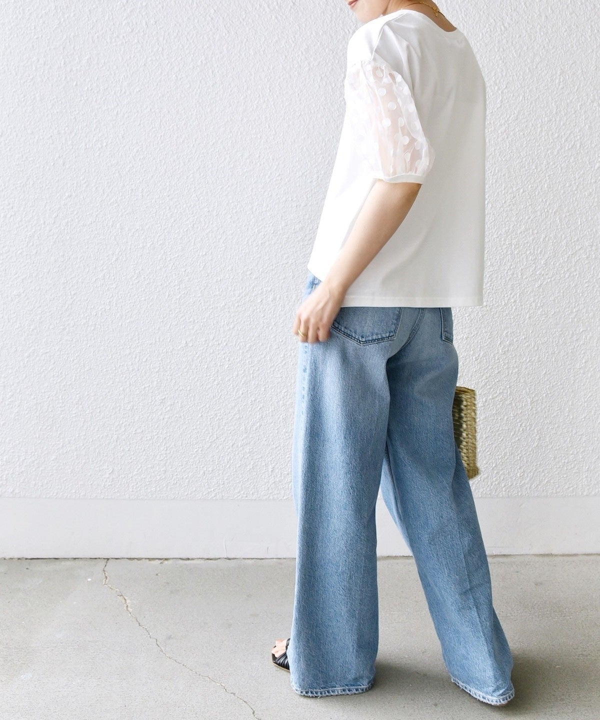 TORRAZZO DONNA:〈手洗い可能〉ドット シアー スリーブ カットソー