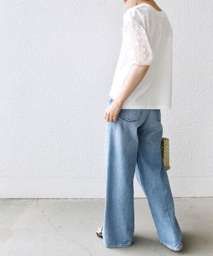 TORRAZZO DONNA:〈手洗い可能〉ドット シアー スリーブ カットソー