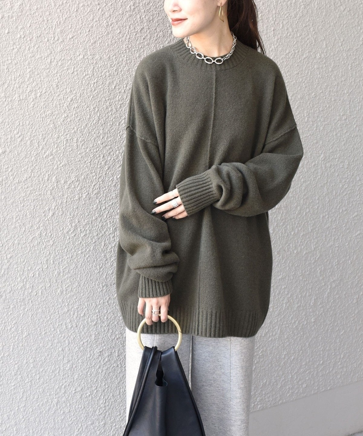 Wai+:カシミヤミックスオーバーチュニックプルオーバー