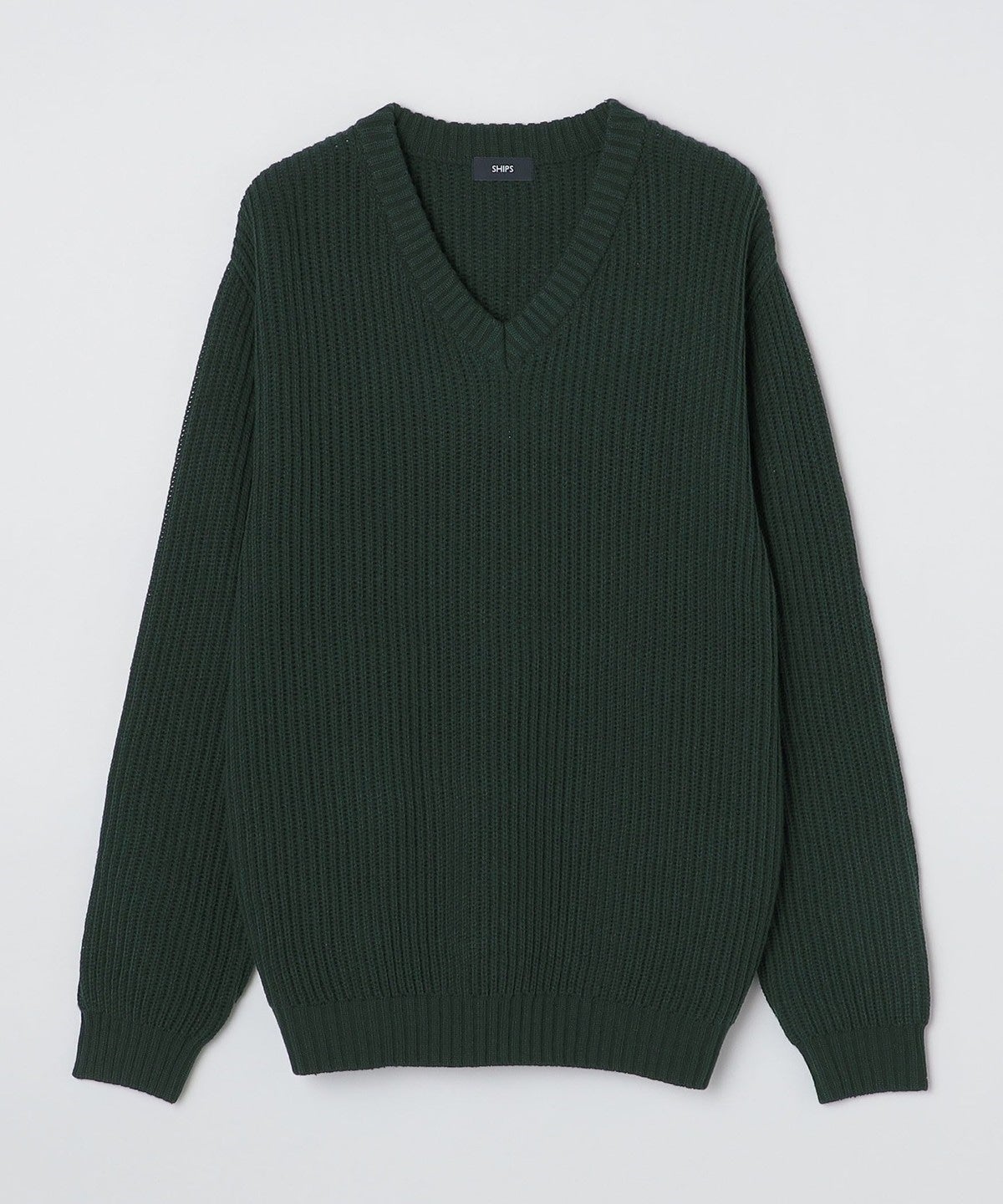 SHIPS:〈手洗い可能〉リラックスフィット 畔編み Vネック ニット