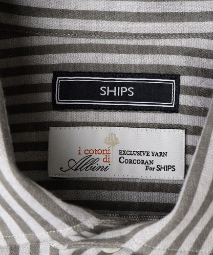 SHIPS:ALBINI ジャージー ネル ストライプ イタリアンワイドカラーシャツ
