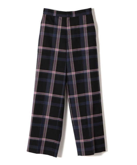 〈手洗い可能〉カラーチェックセミワイドパンツ