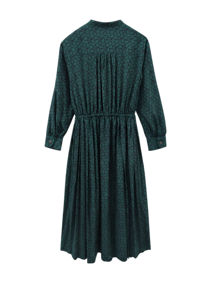 【WEB限定】〈手洗い可能〉ドット / 花柄 バンドカラー サイド プリーツ ワンピース