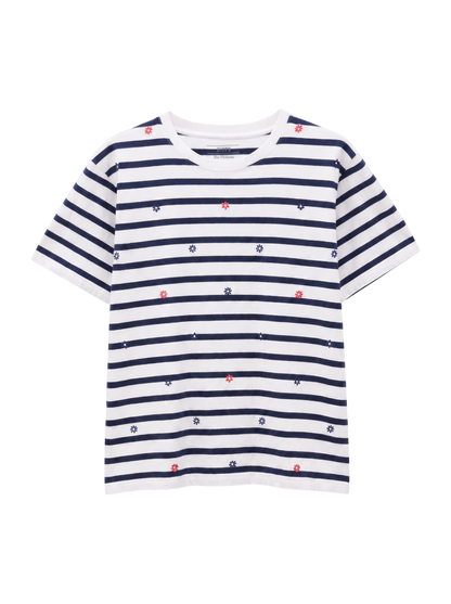 SU: スモール フラワー エンブロイダリー Tシャツ