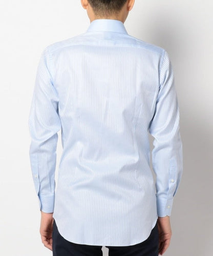 SD: ALBINI社製生地 ドビーストライプ ホリゾンタルカラーシャツ（ライトブルー）