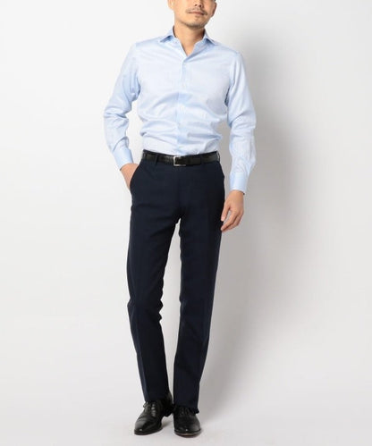 SD: ALBINI社製生地 ドビーストライプ ホリゾンタルカラーシャツ（ライトブルー）