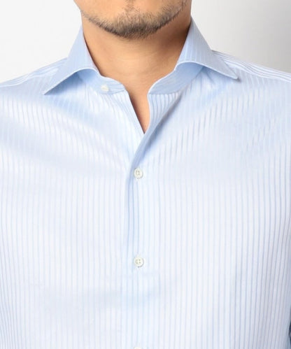 SD: ALBINI社製生地 ドビーストライプ ホリゾンタルカラーシャツ（ライトブルー）