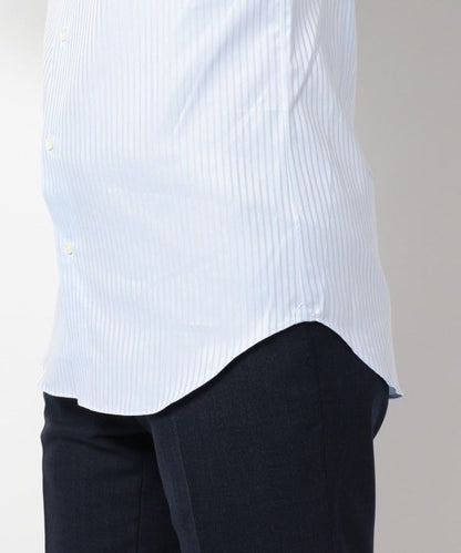 SD: ALBINI社製生地 ドビーストライプ ホリゾンタルカラーシャツ（ライトブルー）