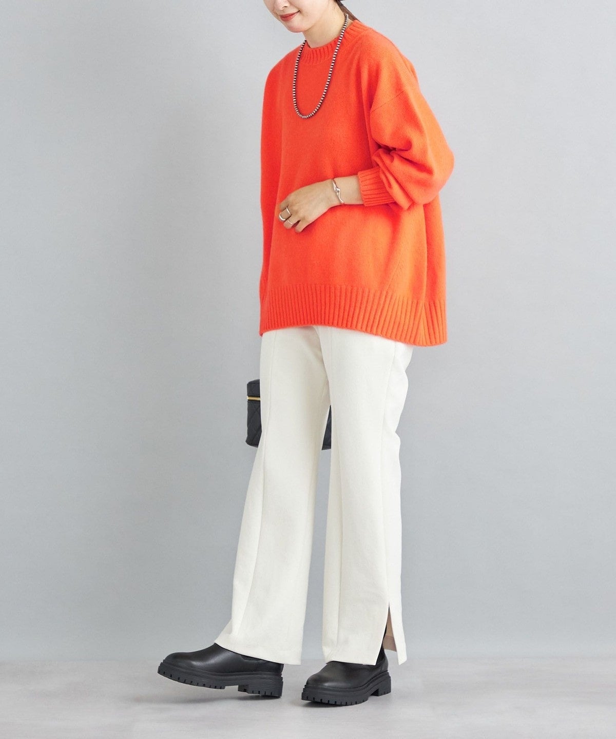 〈手洗い可能〉ストレッチサイドスリットフレアパンツ