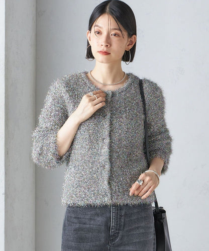 〈手洗い可能〉ラメ ニット 配色 カーディガン