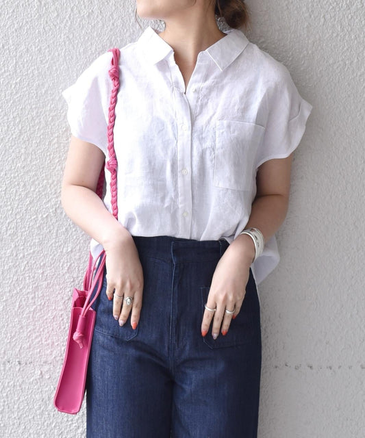 SHIPS any: ポケット リネンシャツブラウス