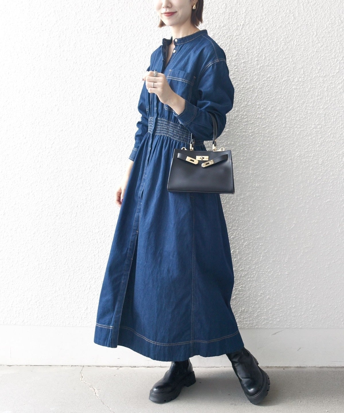 SHIPS any: シャーリング デニム ポケット ワンピース ［SHIPS any DENIM］