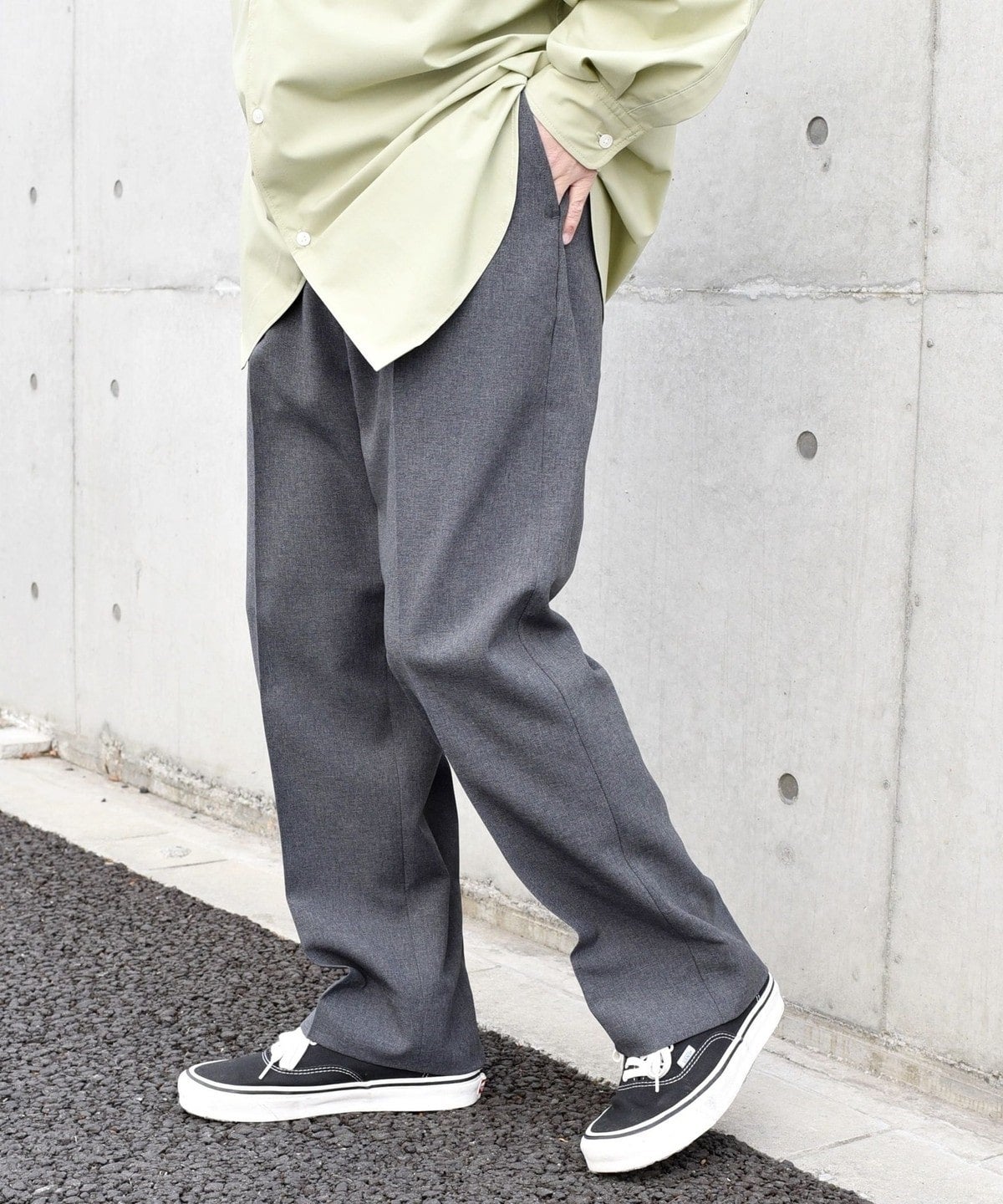 SHIPS any: 〈洗濯機可能〉ウールライク ノープリーツ ワイド ストレート パンツ