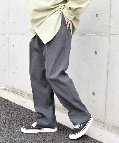 SHIPS any: 〈洗濯機可能〉ウールライク ノープリーツ ワイド ストレート パンツ